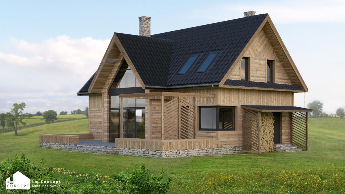 Projekt całorocznego domu drewnianego z bali